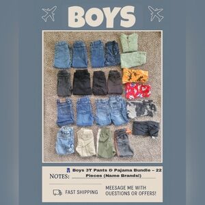 Boys 3T Pants & Pajama Bundle – 21 Pieces (Name Brands!)